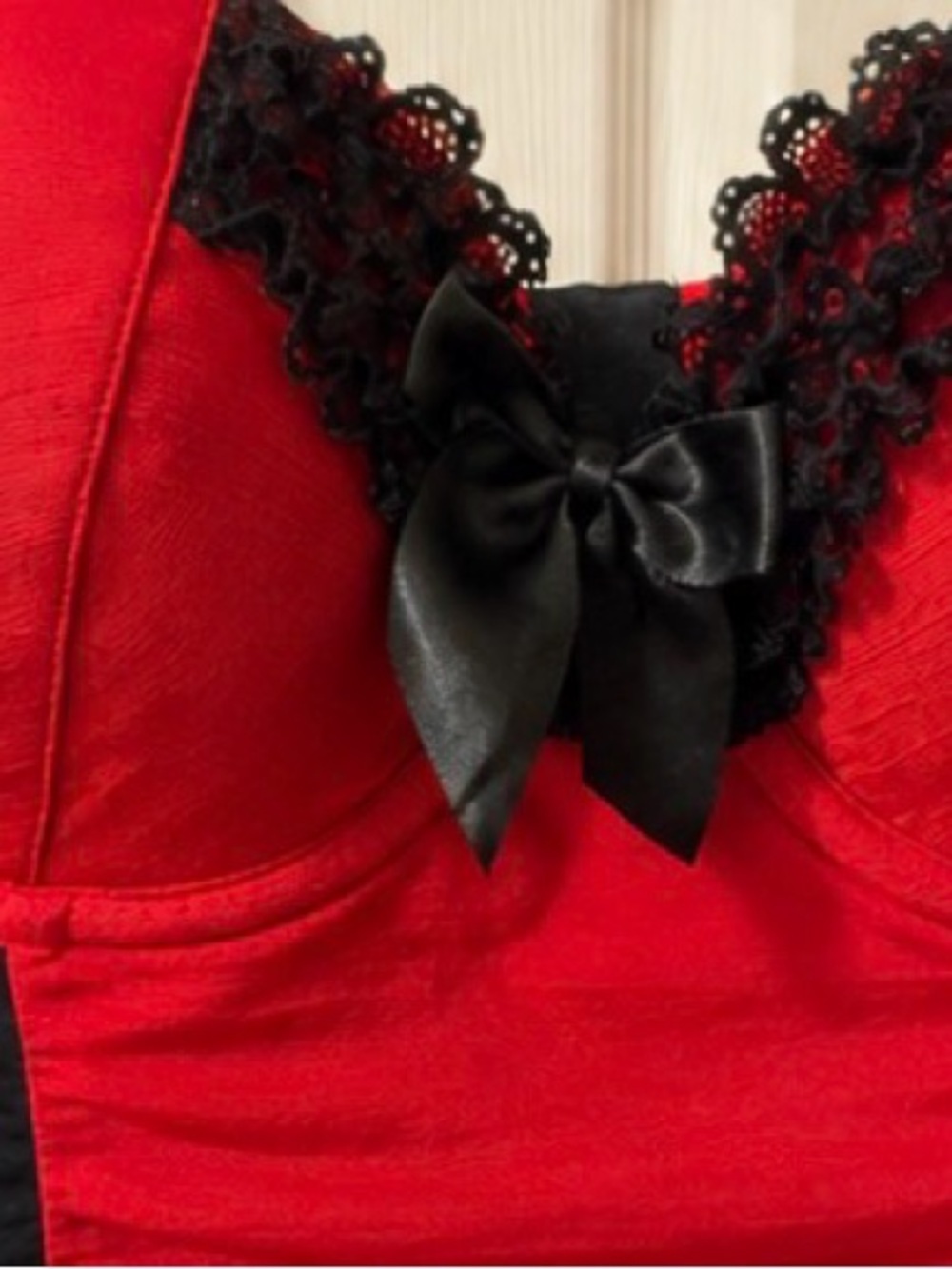 La Senza Red & Black Lace Bustier Chemise | NWT | Size Medium - Picture 6 of 7
